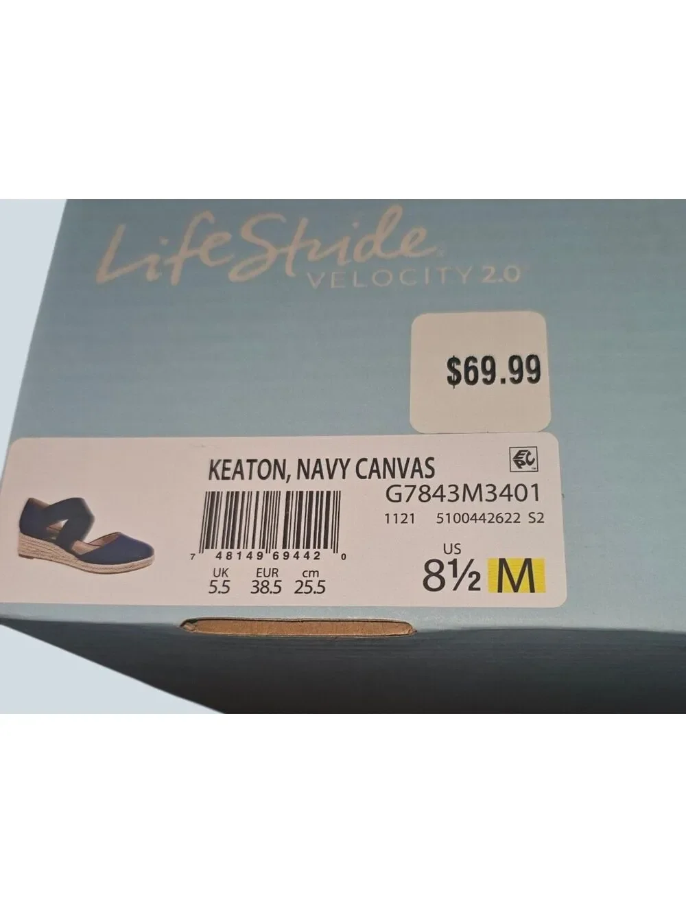 Life Stride Velocity 2.0 Keaton Navy Canvas Espidril Espadrille 8½M